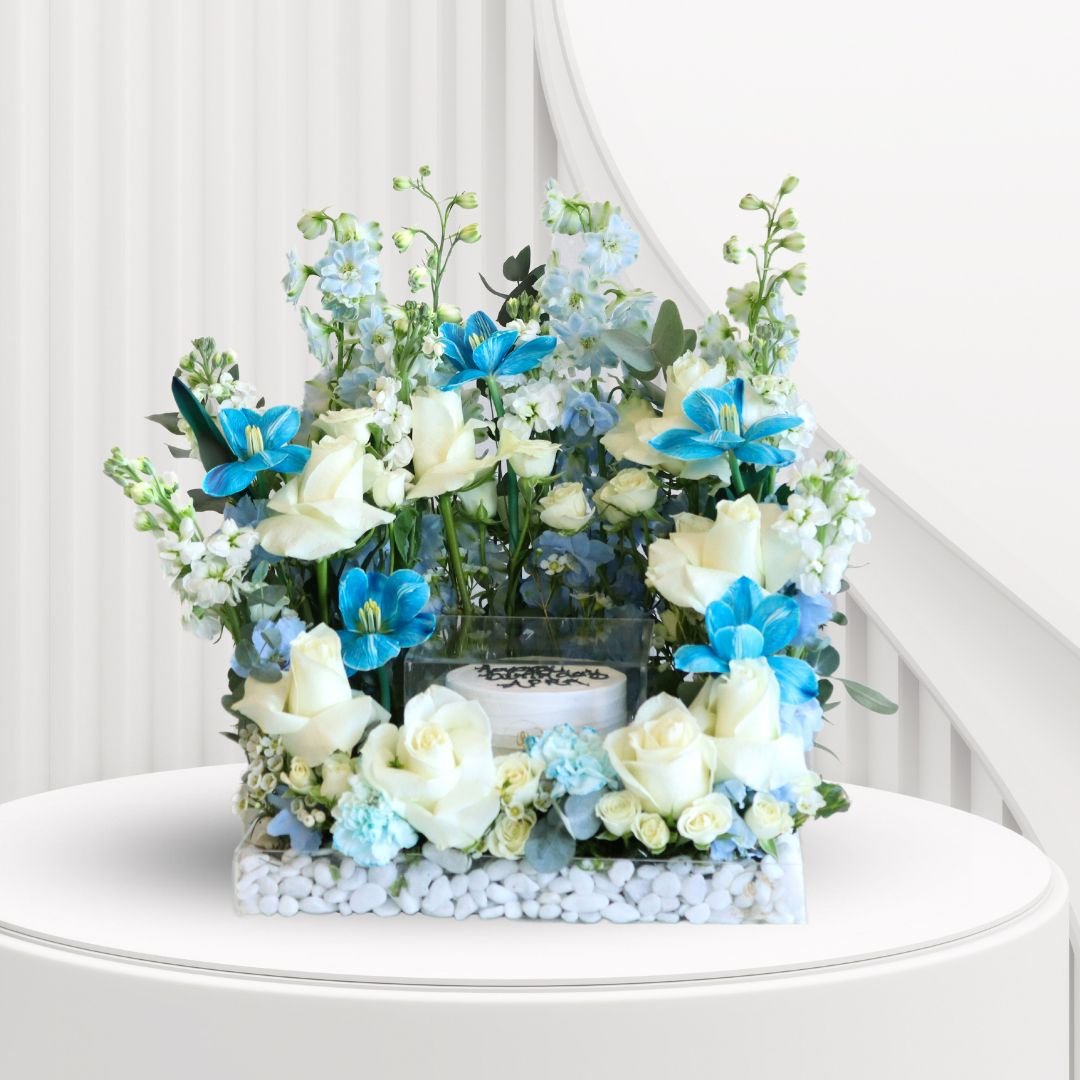 Blue Mint Cake Arrangement