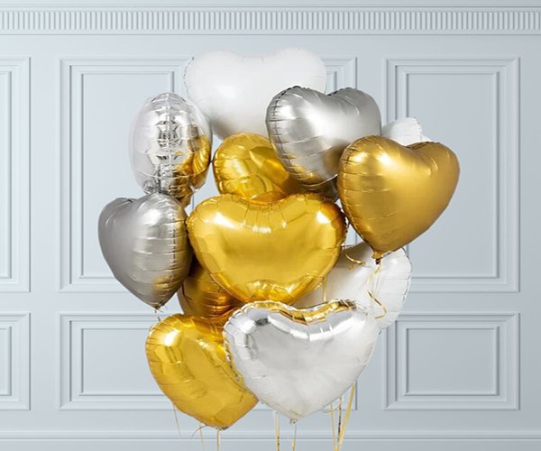 16 Silver And Golden Balloons