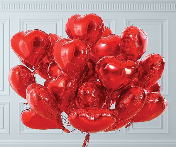 20 Red Heart Foil Balloons