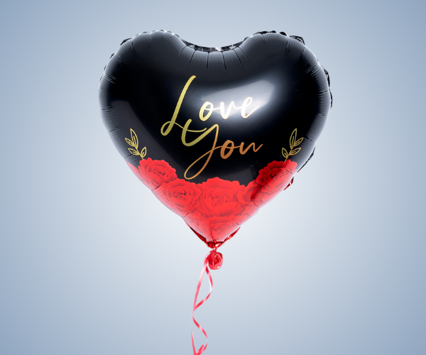 Redblack Heart Helium Balloon