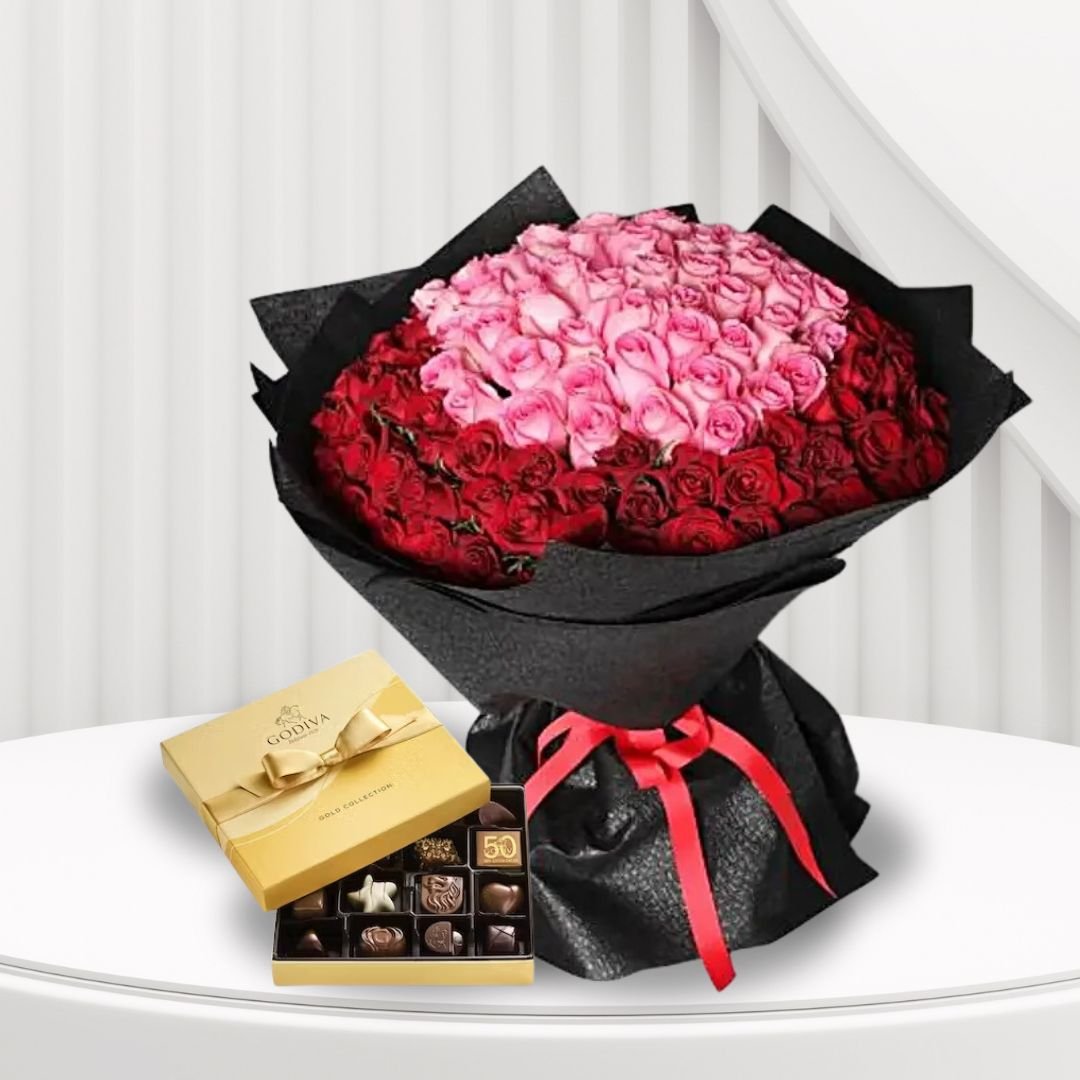 Godiva Chocolates and 150 Roses Bouquet