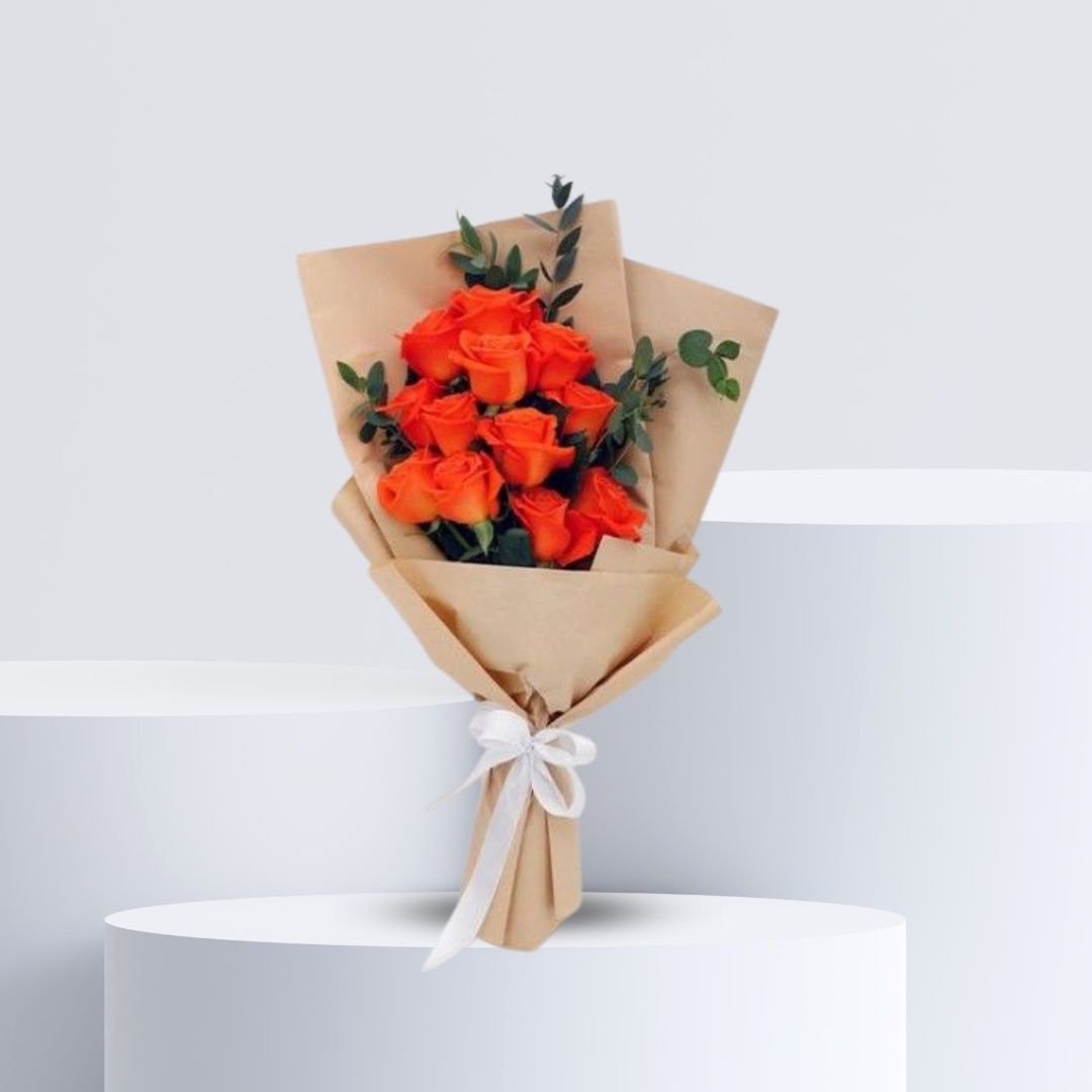 Simple Orange Rose Hand bouquet