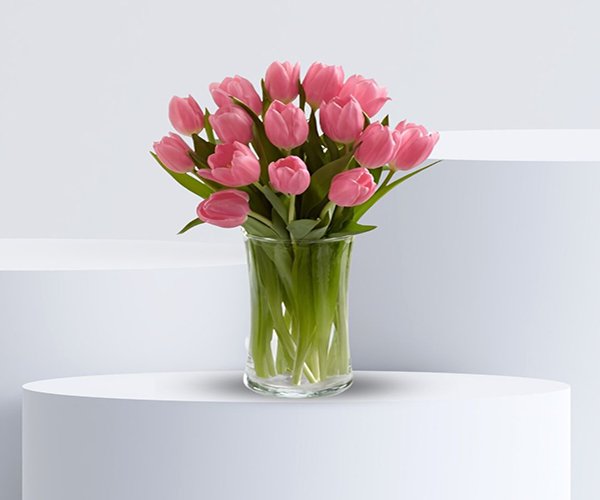 Pink Tulips Vase Arrangement