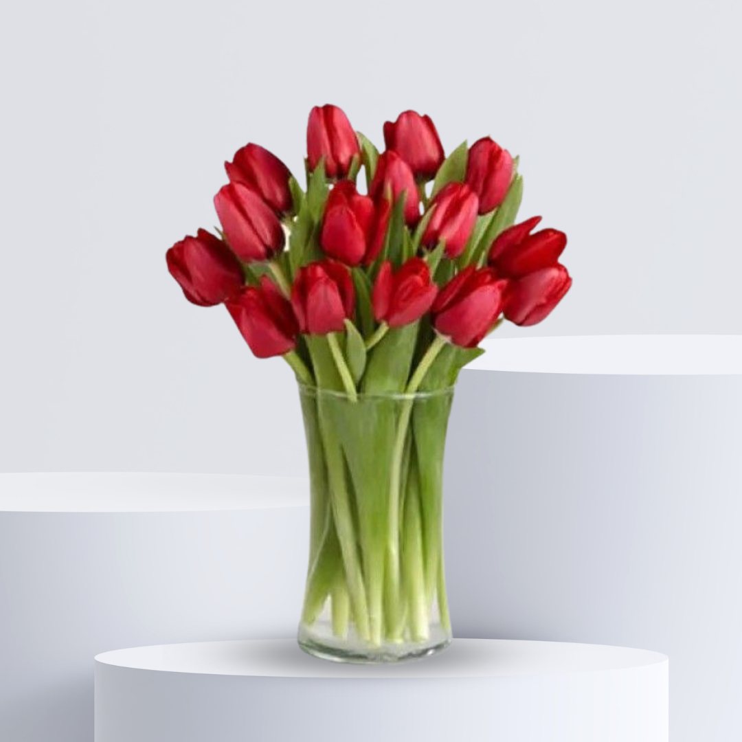 Red Tulip Vase Arrangement