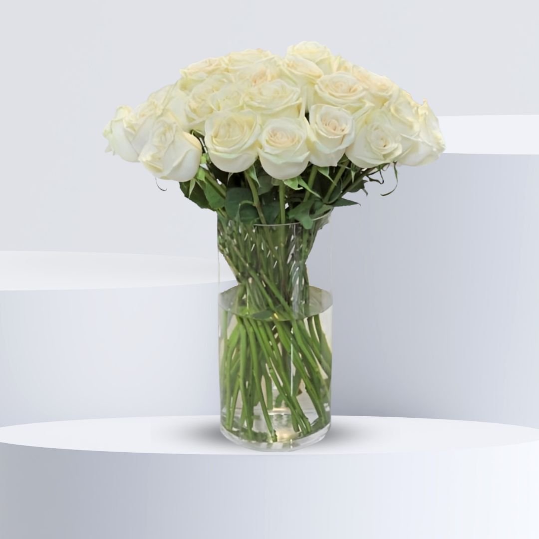 White Roses Vase Arrangement