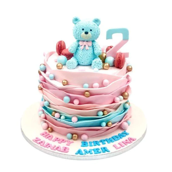 Pink And Blue Teddy Birthday Cake -3kg