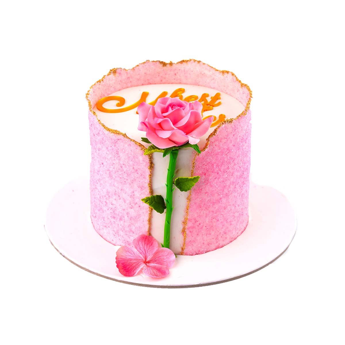 Pink Rose And Crystal Tall Cake - 3KG