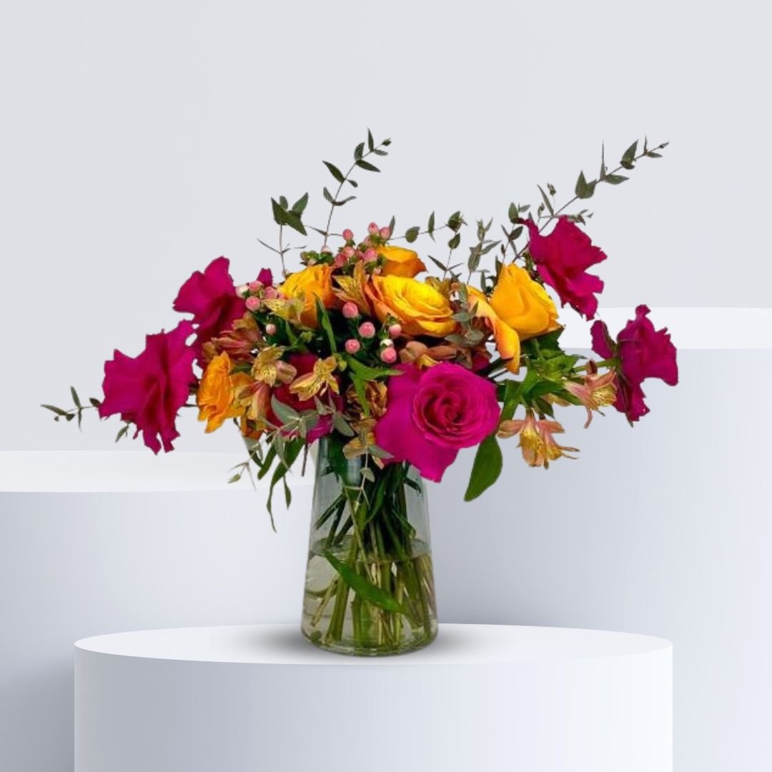 Spring Rose Flower Vase Arrangement